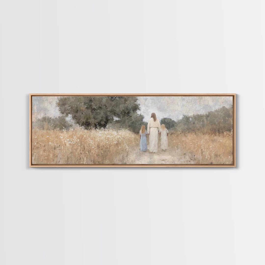 Silent Faith Journey | Framed Canvas Print | Panoramic Painting | Christian Art | Jesus Painting | Christian Christmas Art | Christian Wall
