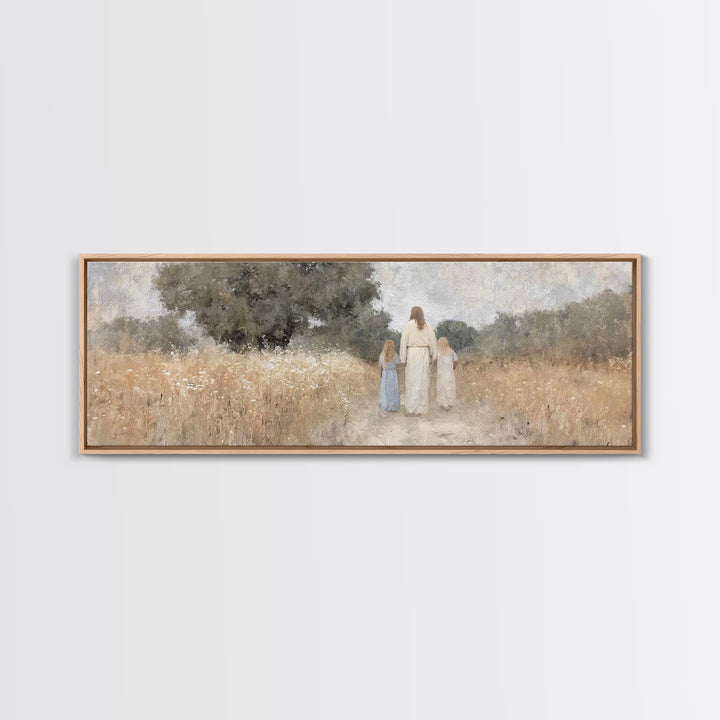 Silent Faith Journey | Framed Canvas Print | Panoramic Painting | Christian Art | Jesus Painting | Christian Christmas Art | Christian Wall
