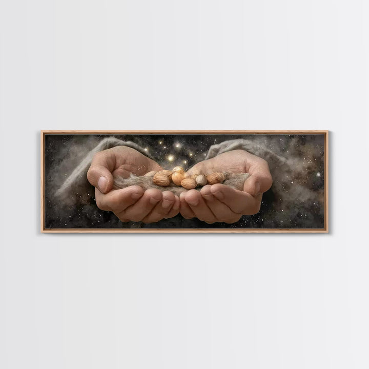Celestial Offering – Framed Canvas Print – Panoramic Painting – Christian Wall Art – Jesus Art Print – Christian Art Canvas – Christmas Art
