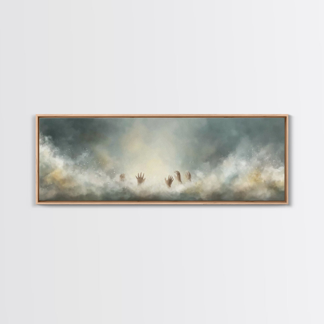 Heavenward Hands – Framed Canvas Print – Panoramic Frame – Christian Art – Christian Art Canvas – Christian Painting – Christian Christmas