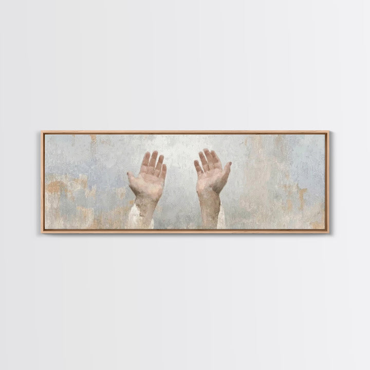 Hands Of Hope, Framed Canvas Print, Christian Art Canvas, Panoramic Wall Art, Christian Art Print, Christian Painting, Christian Gift