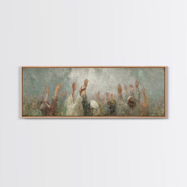 Cloudborne Worship - Framed Canvas Print - Christian Art Canvas - Panoramic Frame - Christian Painting - Christian Wall Art - Christian Gif