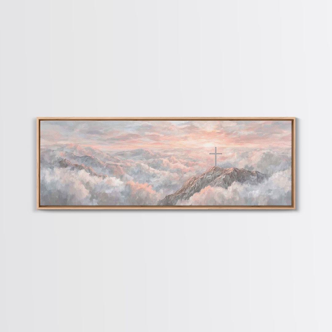 Mountain Of Mercy | Framed Canvas Print | Christian Art Canvas | Panoramic Wall Art | Christian Paintings | Christian Christmas Art | Chris