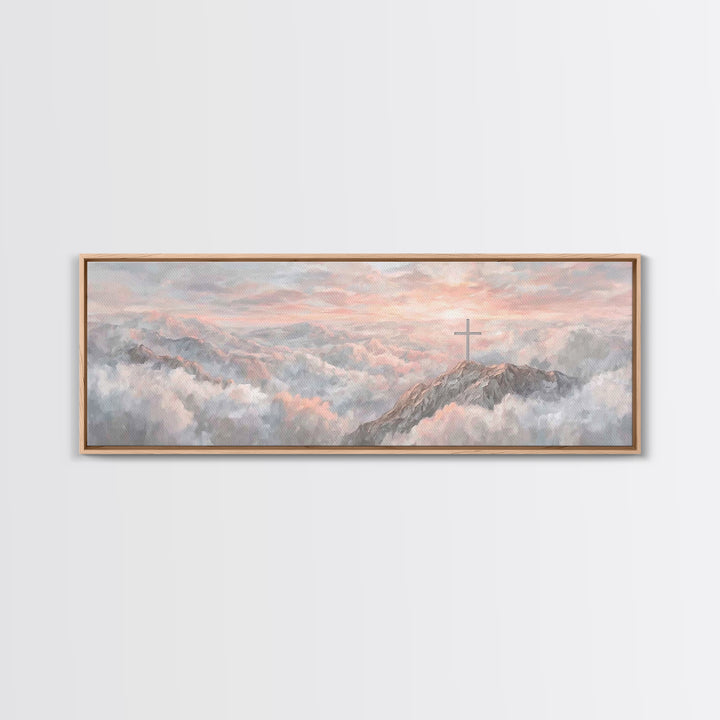 Mountain Of Mercy | Framed Canvas Print | Christian Art Canvas | Panoramic Wall Art | Christian Paintings | Christian Christmas Art | Chris