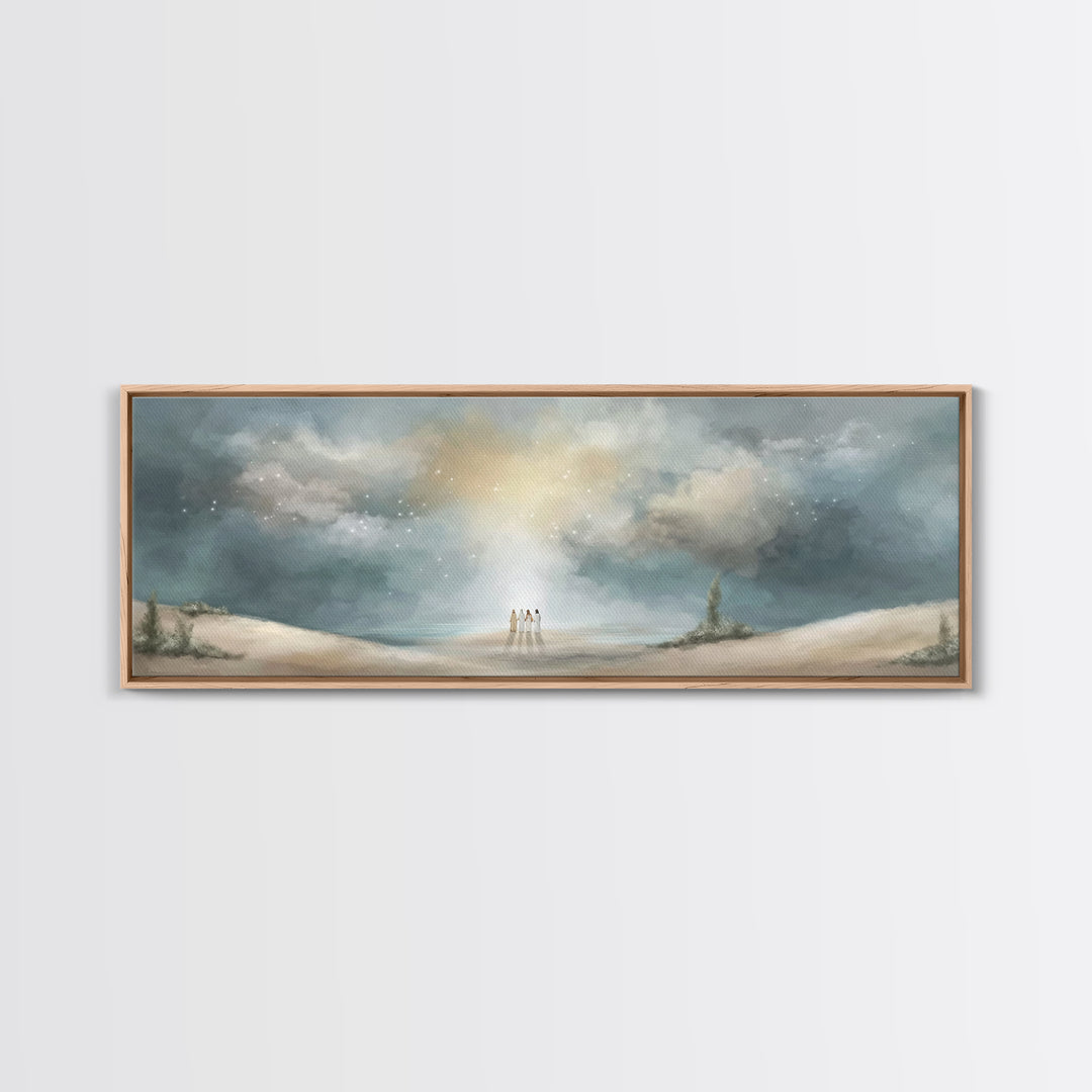 Heavenly Gathering, Framed Canvas Print, Panoramic Print, Christian Art, Christian Wall Art, Christian Art Canvas, Moody Christian Art