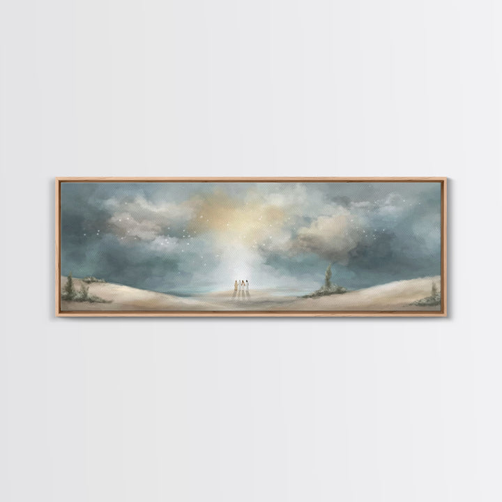 Heavenly Gathering, Framed Canvas Print, Panoramic Print, Christian Art, Christian Wall Art, Christian Art Canvas, Moody Christian Art