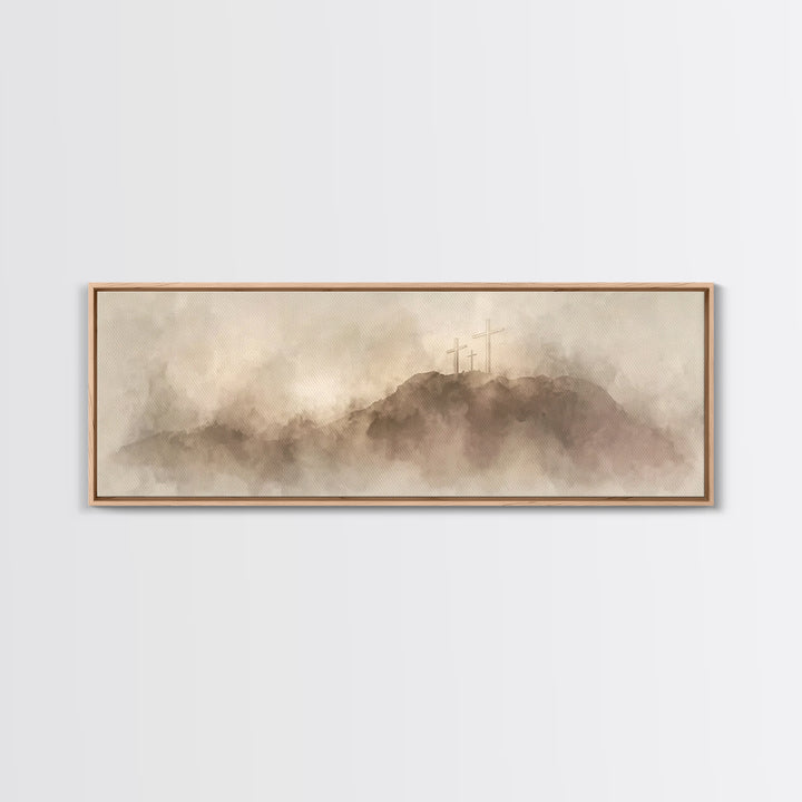 Hill Of Redemption – Framed Canvas Print – Christian Wall Art – Panoramic Painting – Christian Art Canvas – Christian Art – Christian Gift