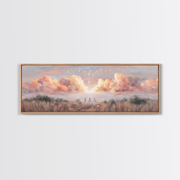 Radiant Sky Blessing | Framed Canvas Print | Christian Art Canvas | Panoramic Art | Christmas Art Prints | Christian Wall Art | Modern Chri