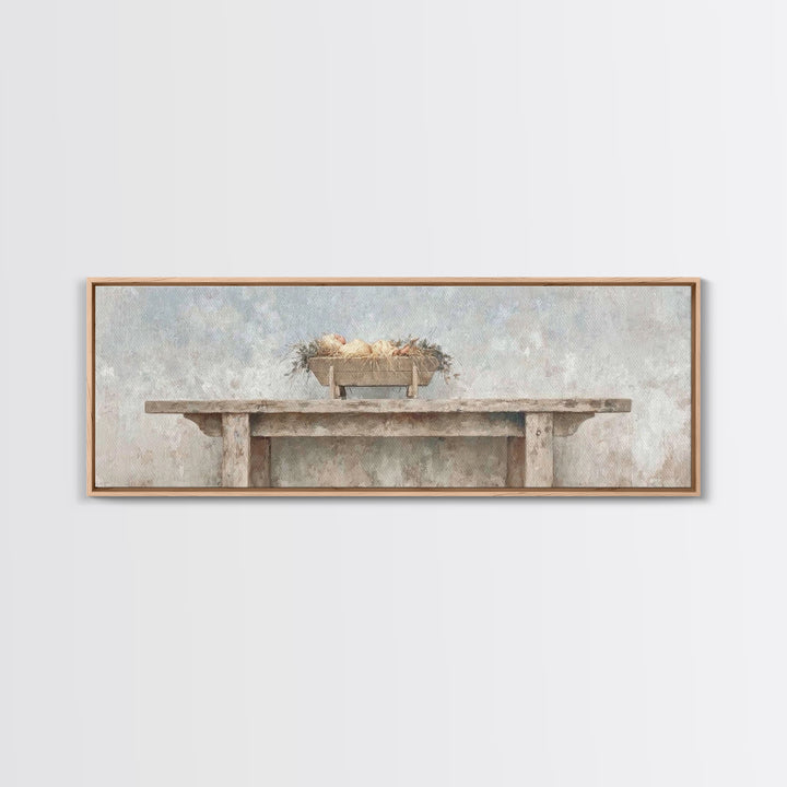 Holy Cradle | Framed Canvas Print | Christian Wall Art | Christian Gift Ideas | Extra Wide Art | Christmas Wall Art