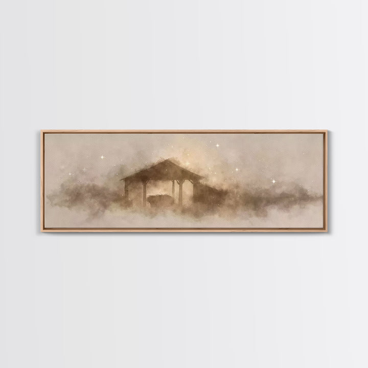 Heavenly Child Rest | Framed Canvas Print | Christian Christmas Art | Panoramic Painting | Christian Art Print | Jesus Painting