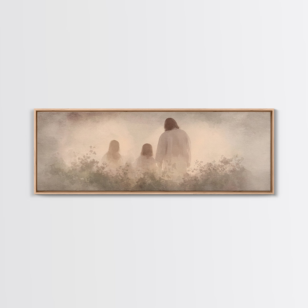 Fields Of His Peace - Framed Canvas Print - Panoramic Frame - Christian Art Prints - Jesus Art Print - Christian Decor