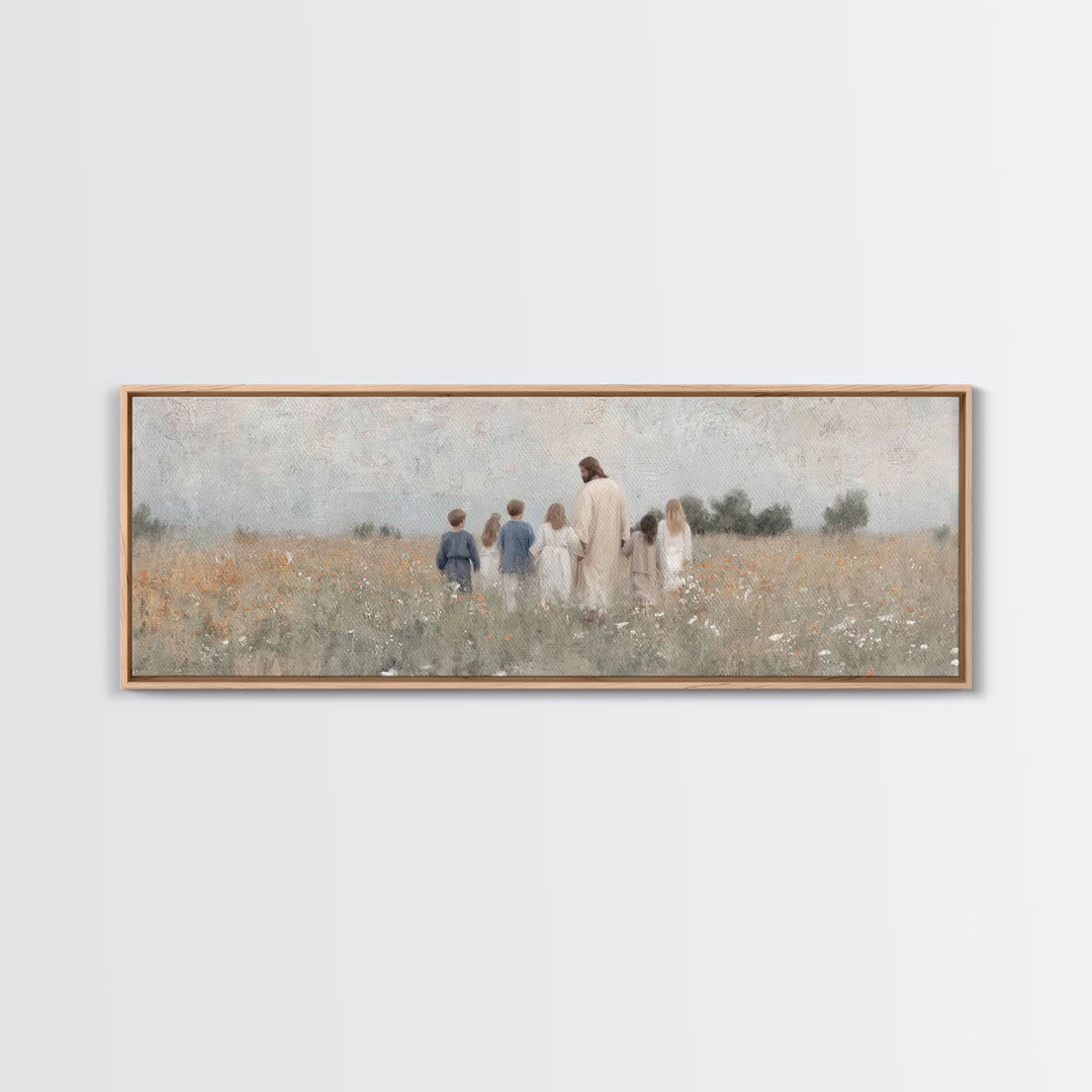 Fields Of His Mercy – Framed Canvas Print – Christian Wall Art – Panoramic Art – Jesus Painting Canvas – Christian Gift Ideas