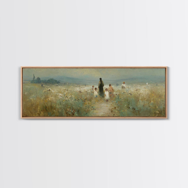 Meadow Of His Peace | Framed Canvas Print | Panoramic Art | Christian Art Canvas | Jesus Wall Art | Christian Painting