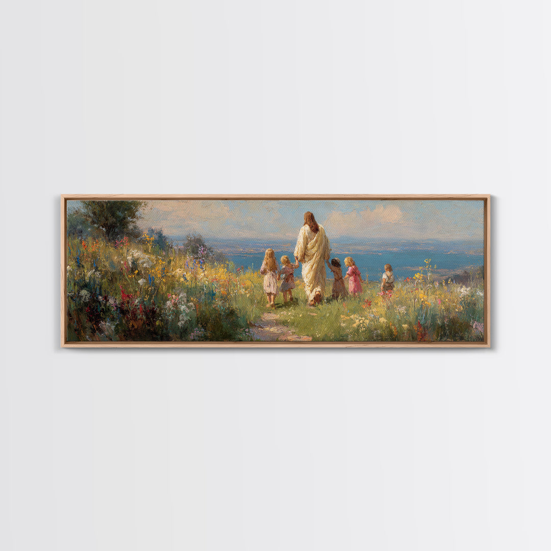 Hillside Of Hope - Framed Canvas Print - Panoramic Painting - Christian Wall Art - Jesus Art Print - Christian Art Canvas