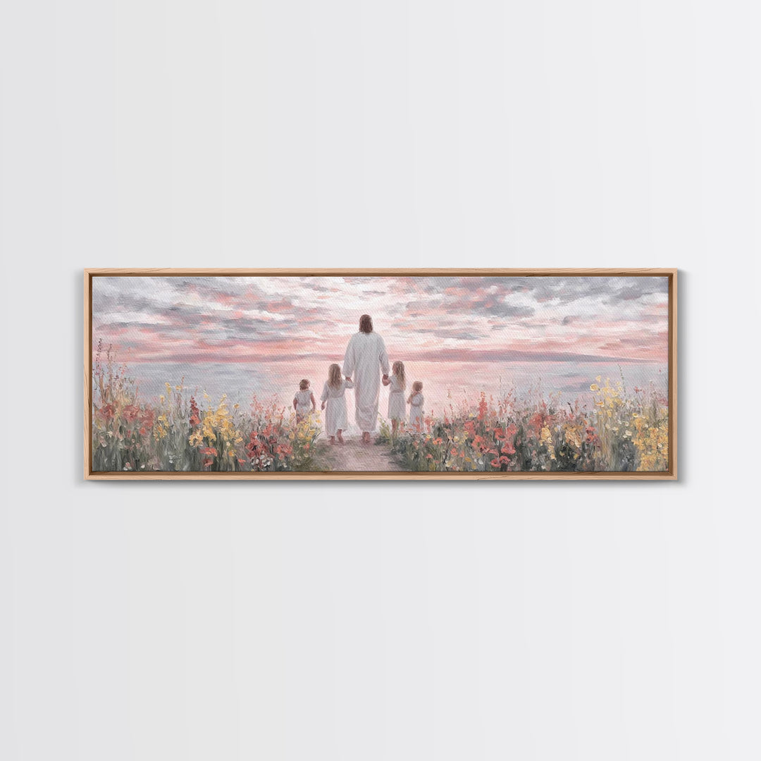 Sunrise Of Grace, Framed Canvas Print, Christian Art Canvas, Panoramic Frame, Jesus Painting, Christian Wall Art