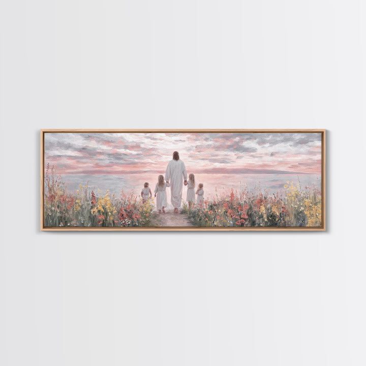 Sunrise Of Grace, Framed Canvas Print, Christian Art Canvas, Panoramic Frame, Jesus Painting, Christian Wall Art