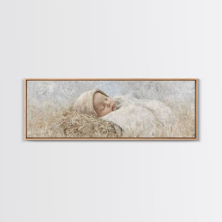 Holy Child Serenity – Framed Canvas Print – Panoramic Art – Christian Christmas Art – Christian Wall Art – Christmas Art Prints