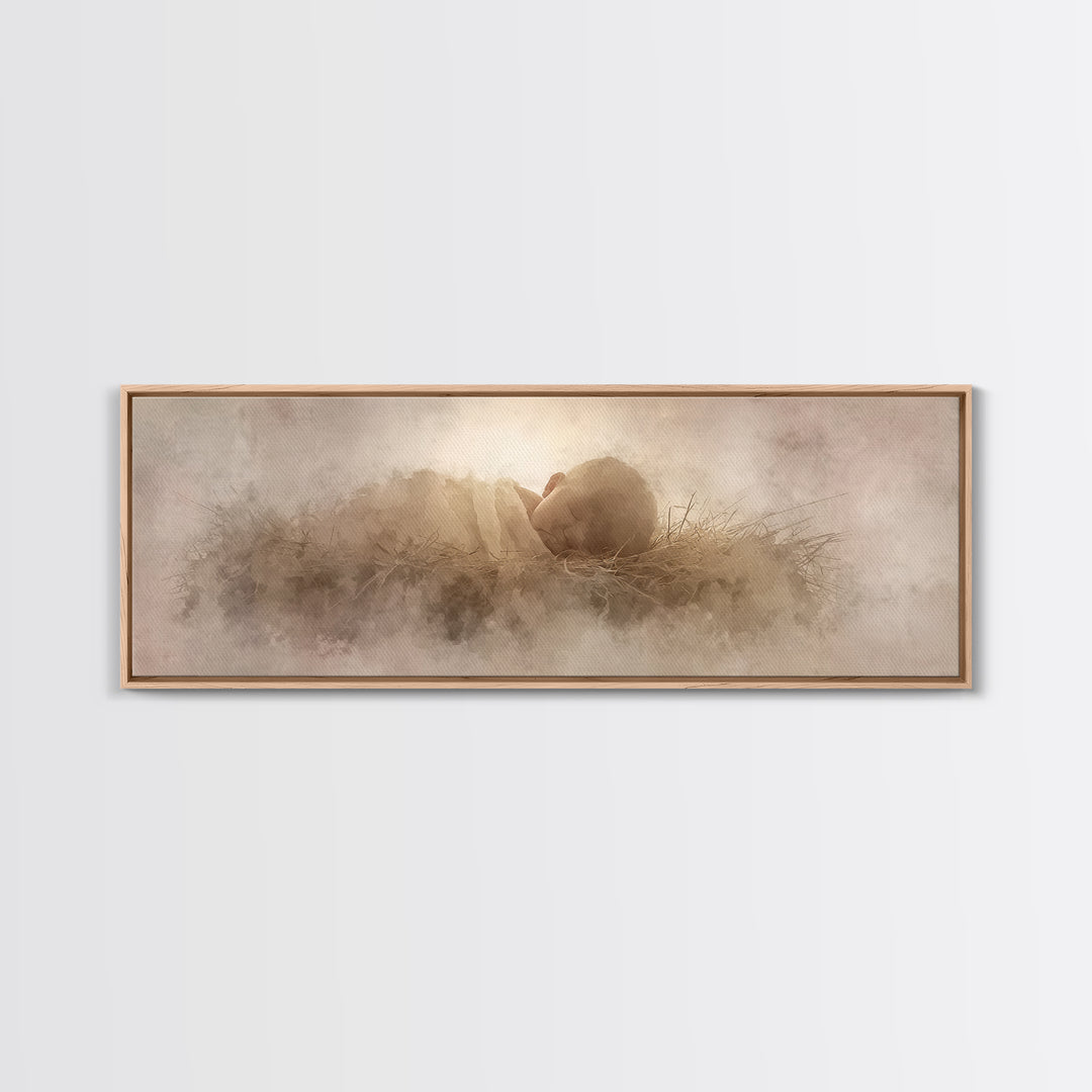 Sacred Infant Calm – Framed Canvas Print – Christian Christmas Art – Christian Art Canvas – Minimalist Christian Art – Panoramic Print – Ch