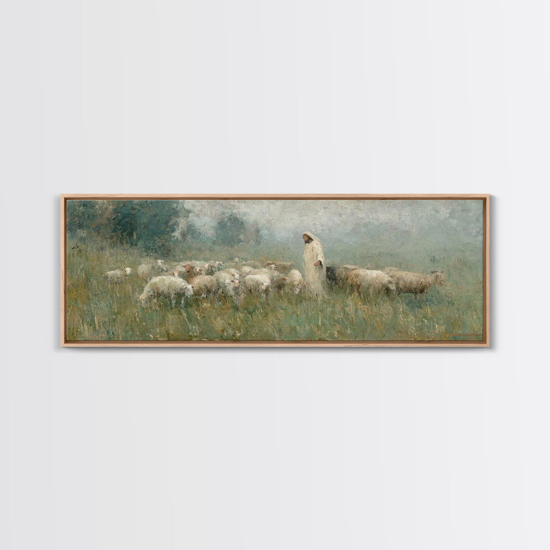 Glory In The Meadow | Framed Canvas Print | Christian Wall Art | Christian Painting | Christian Art Canvas | Panoramic Art | Christian Home