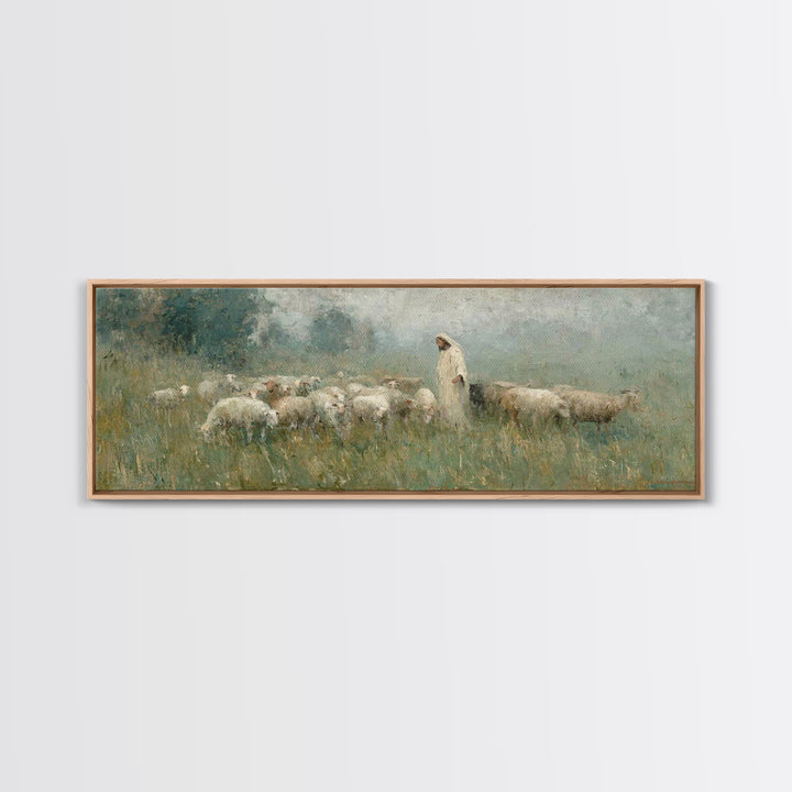 Glory In The Meadow | Framed Canvas Print | Christian Wall Art | Christian Painting | Christian Art Canvas | Panoramic Art | Christian Home