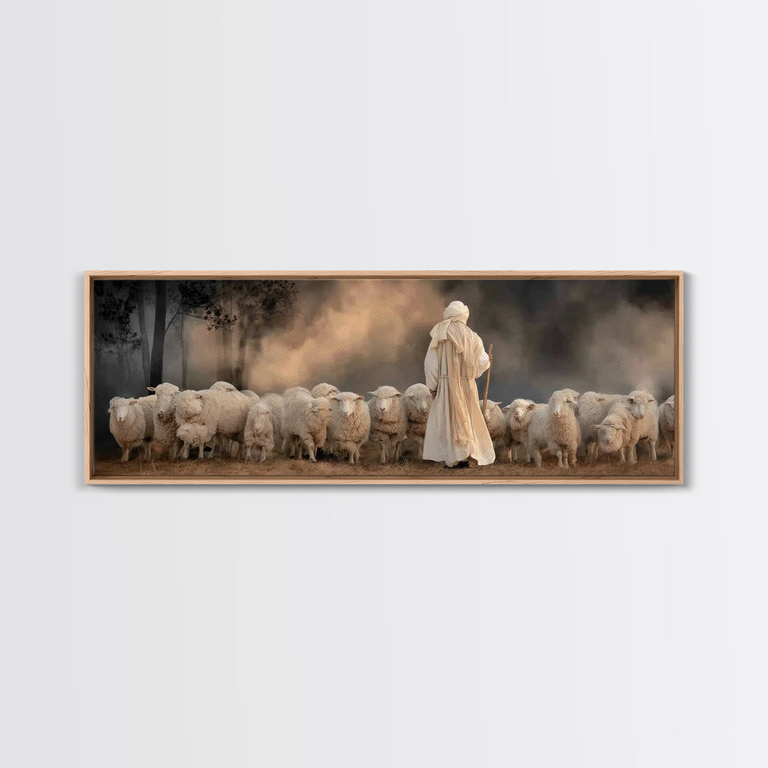 Among The Faithful | Framed Canvas Print | Christian Art Canvas | Christian Wall Art | Jesus Painting | Panoramic Frame | Christian Decorat