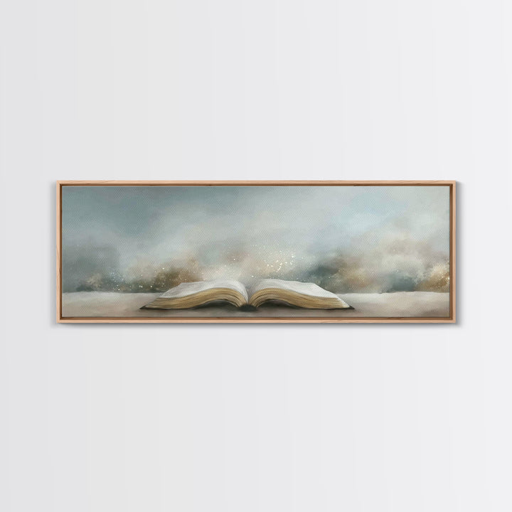 Bible Illumined – Framed Canvas Print – Panoramic Art – Christian Art Canvas – Christian Art – Christian Wall Art – Subtle Christian Art
