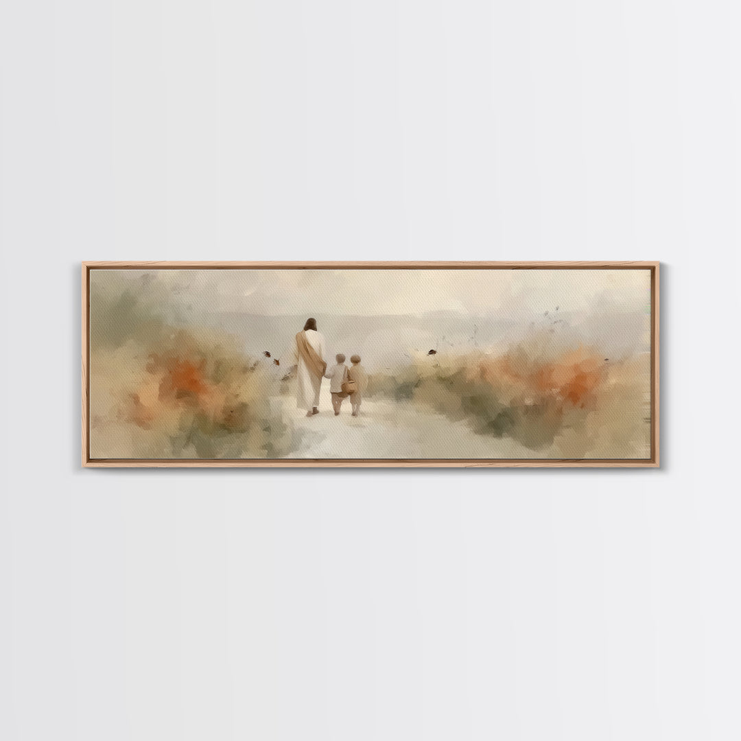 Light Of The Way | Framed Canvas Print | Panoramic Frame | Christian Art | Jesus Painting | Christian Wall Art