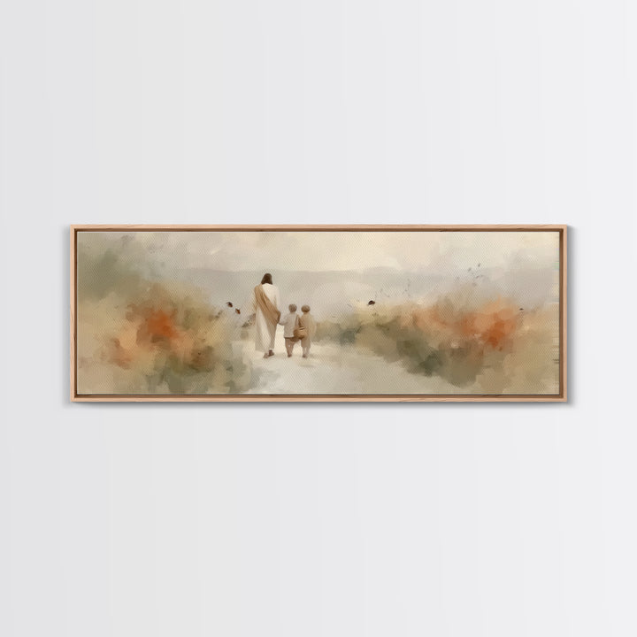 Light Of The Way | Framed Canvas Print | Panoramic Frame | Christian Art | Jesus Painting | Christian Wall Art
