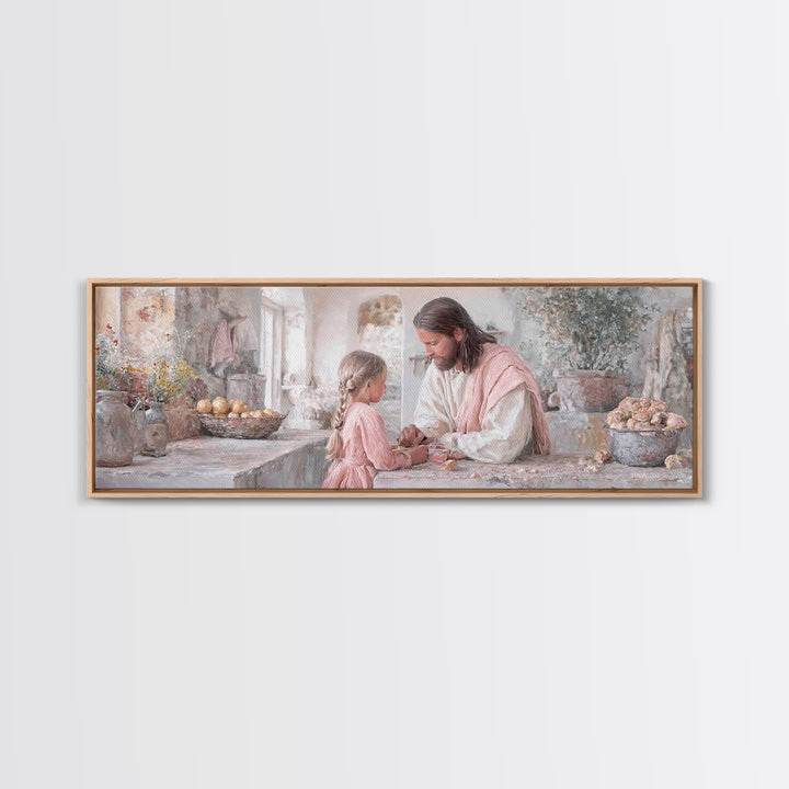 Bread Of Hope | Framed Canvas Print | Christian Art Canvas | Panoramic Wall Art | Christian Wall Art | Jesus Painting | Christian Decor | C
