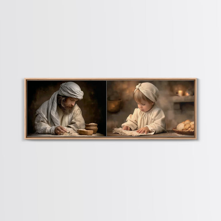 The Shining Gift, Framed Canvas Print, Panoramic Art, Christian Art Canvas, Christian Wall Art, Christian Decor, Jesus Painting, Christmas