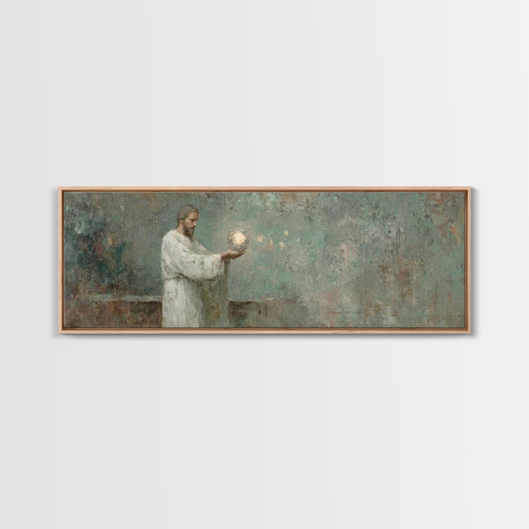 Lantern Of Grace | Framed Canvas Print | Christian Wall Art | Panoramic Frame | Christian Art Canvas | Christian Decor | Jesus Painting | C