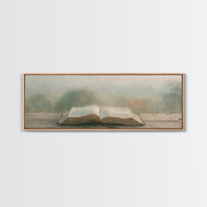 Quiet Morning Grace | Framed Canvas Print | Christian Art | Christian Wall Art | Panoramic Painting | Christian Canvas Art | Christmas Wall