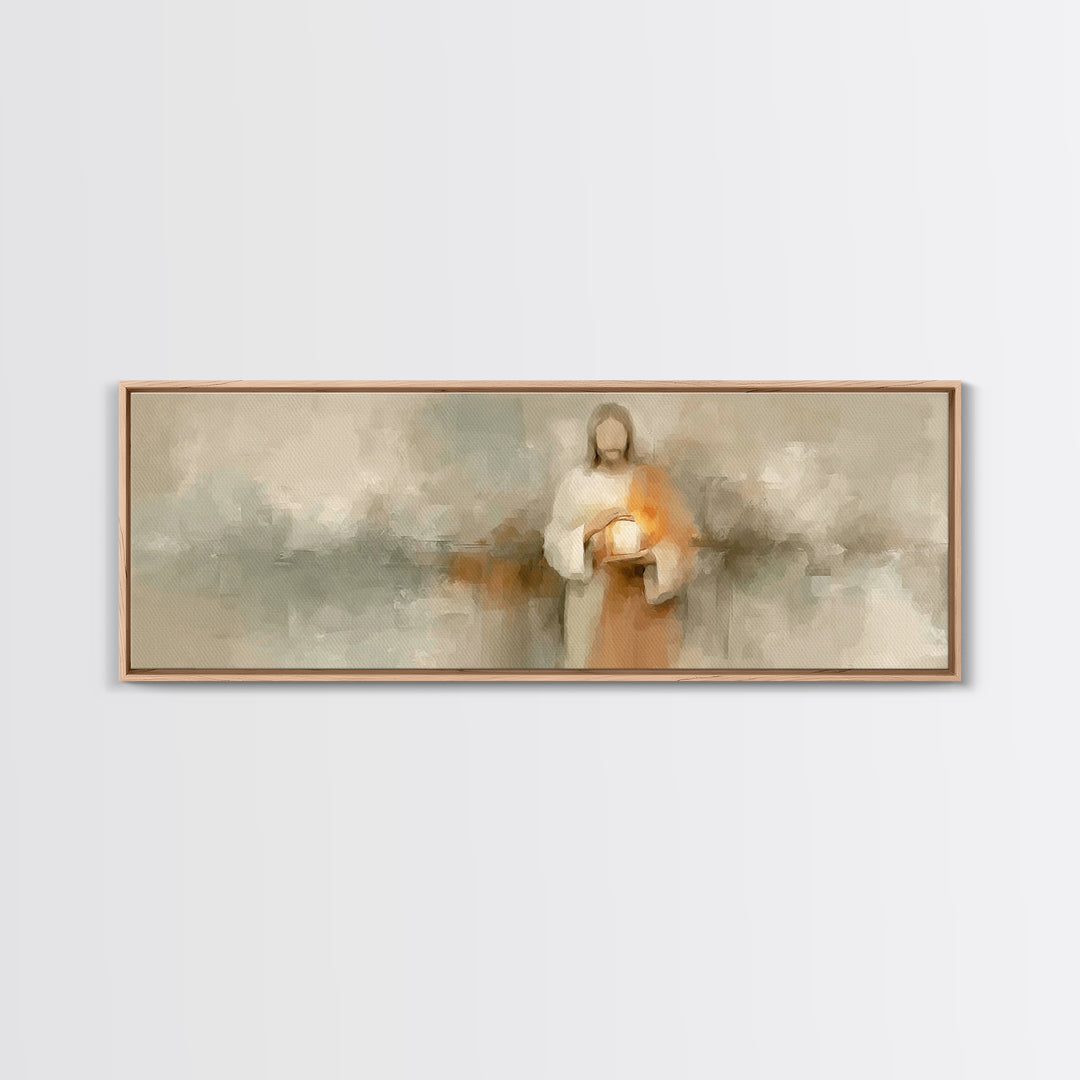 The Eternal Flame, Framed Canvas Print, Christian Art Canvas, Panoramic Art, Jesus Painting, Christian Wall Art, Christian Decor, Christmas