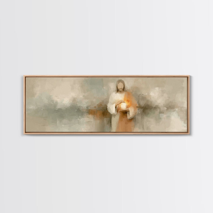 The Eternal Flame, Framed Canvas Print, Christian Art Canvas, Panoramic Art, Jesus Painting, Christian Wall Art, Christian Decor, Christmas