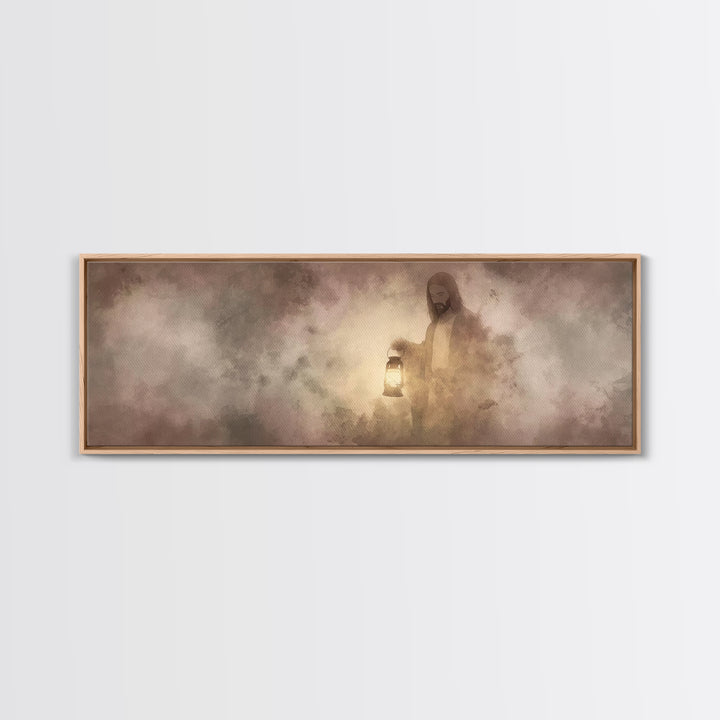 Guiding Night Hope | Framed Canvas Print | Panoramic Wall Art | Christian Art Canvas | Jesus Painting | Christian Decor | Christmas Art | C
