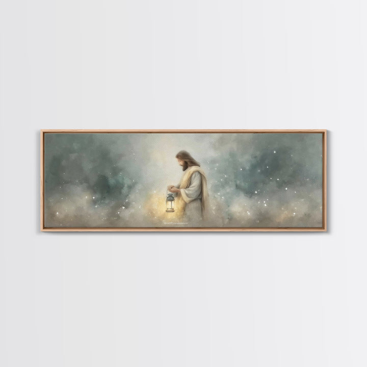 Lantern Of Peace – Framed Canvas Print – Panoramic Art – Christian Art Canvas – Christian Wall Art – Jesus Painting – Christian Christmas A