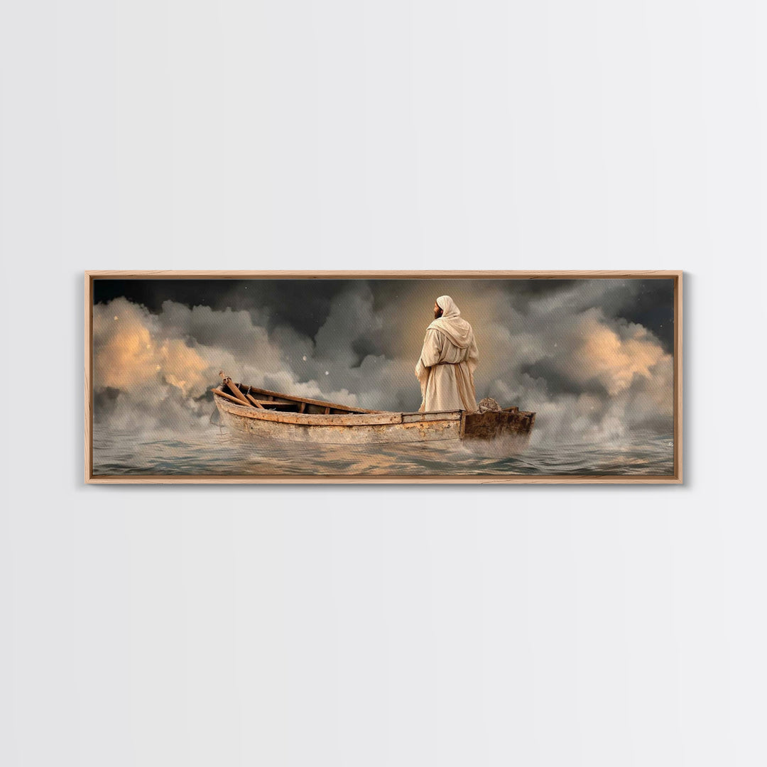 Light Of Salvation | Framed Canvas Print | Panoramic Painting | Christian Art Canvas | Christian Wall Art | Jesus Painting | Christian Chri