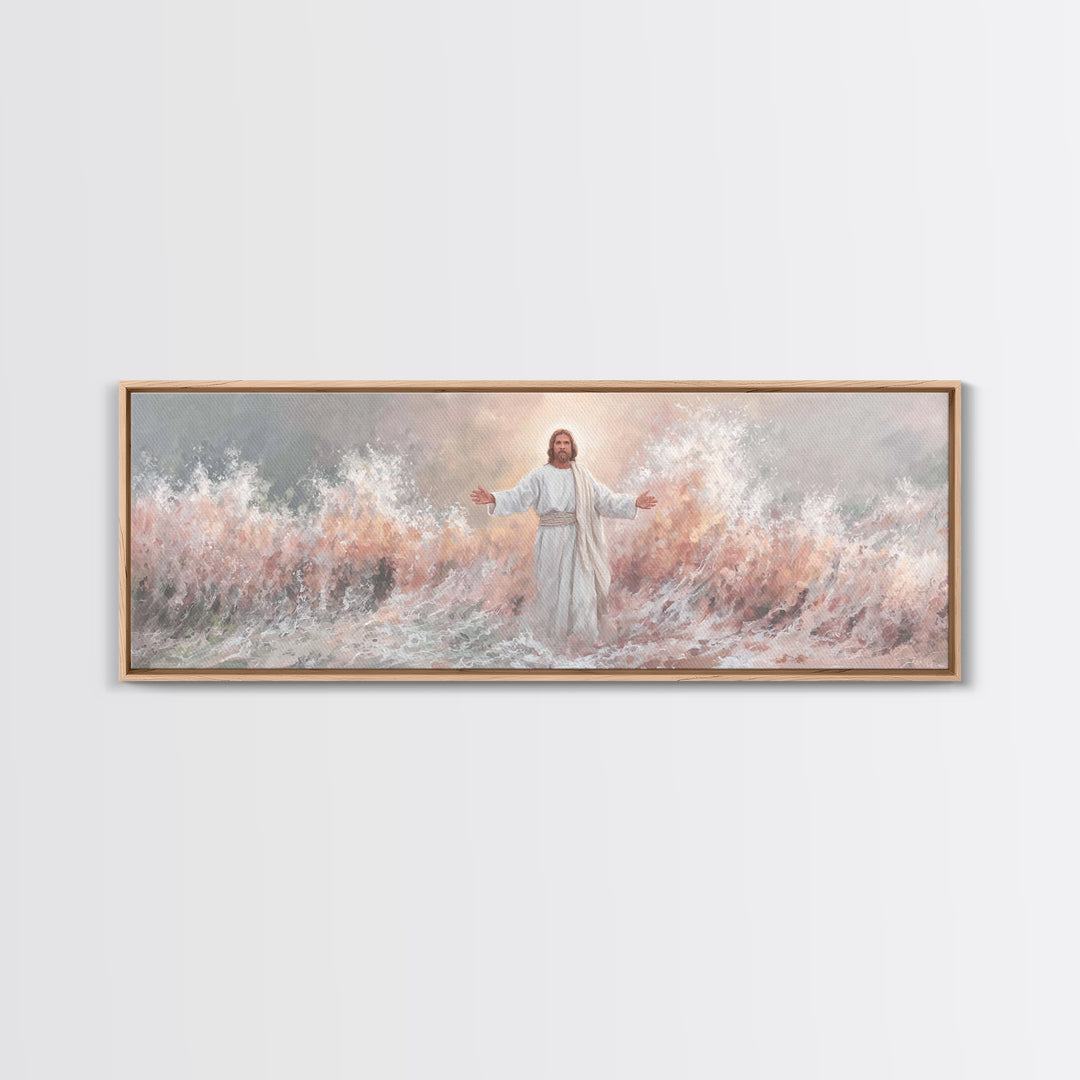 Stormborne Grace – Framed Canvas Print – Panoramic Frame – Christian Wall Art – Jesus Painting – Christian Art Canvas – Christian Decor – C