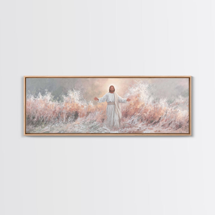 Stormborne Grace – Framed Canvas Print – Panoramic Frame – Christian Wall Art – Jesus Painting – Christian Art Canvas – Christian Decor – C