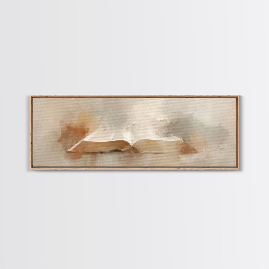Misty Dawn Prayer, Framed Canvas Print, Christian Art Canvas, Christian Wall Art, Panoramic Print, Christian Painting, Christmas Art
