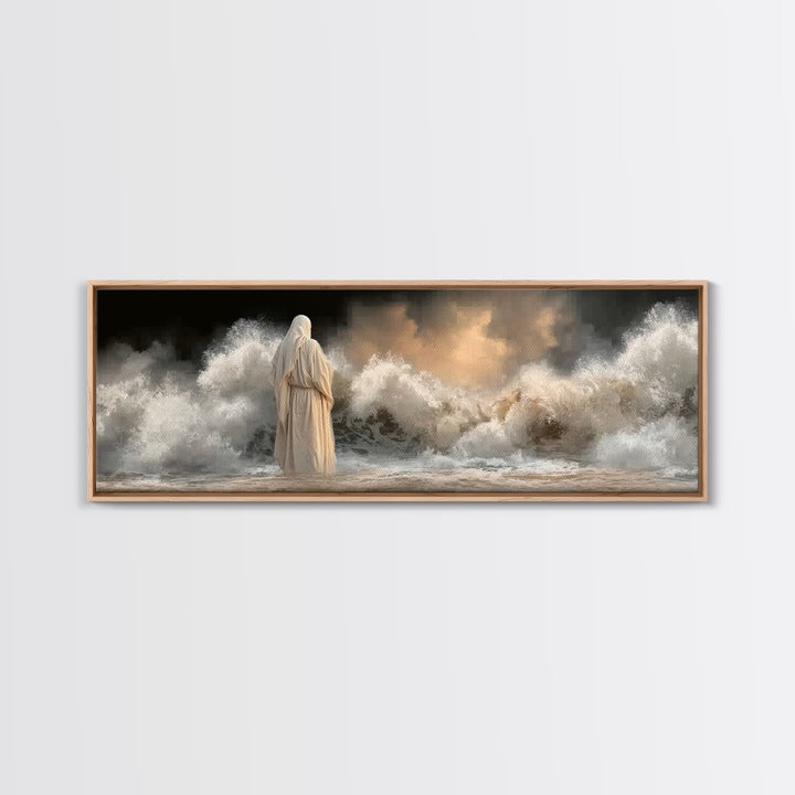 Calm Beyond Storm – Framed Canvas Print – Panoramic Painting – Christian Art – Jesus Painting – Christian Wall Art – Subtle Christian Art