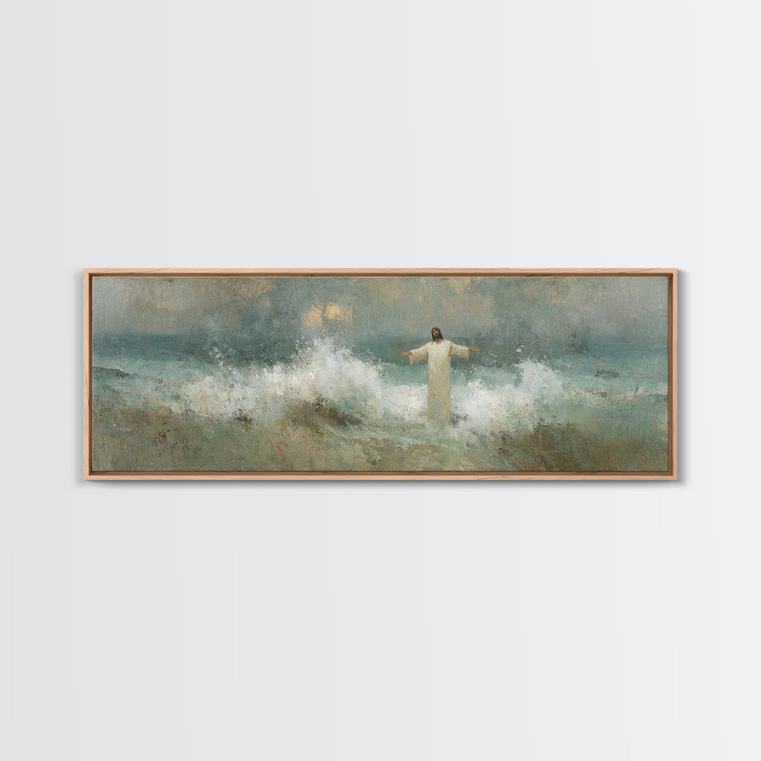 Heavenly Rising, Framed Canvas Print, Panoramic Painting, Christian Art Canvas, Jesus Painting, Christian Wall Art, Christmas Art Prints