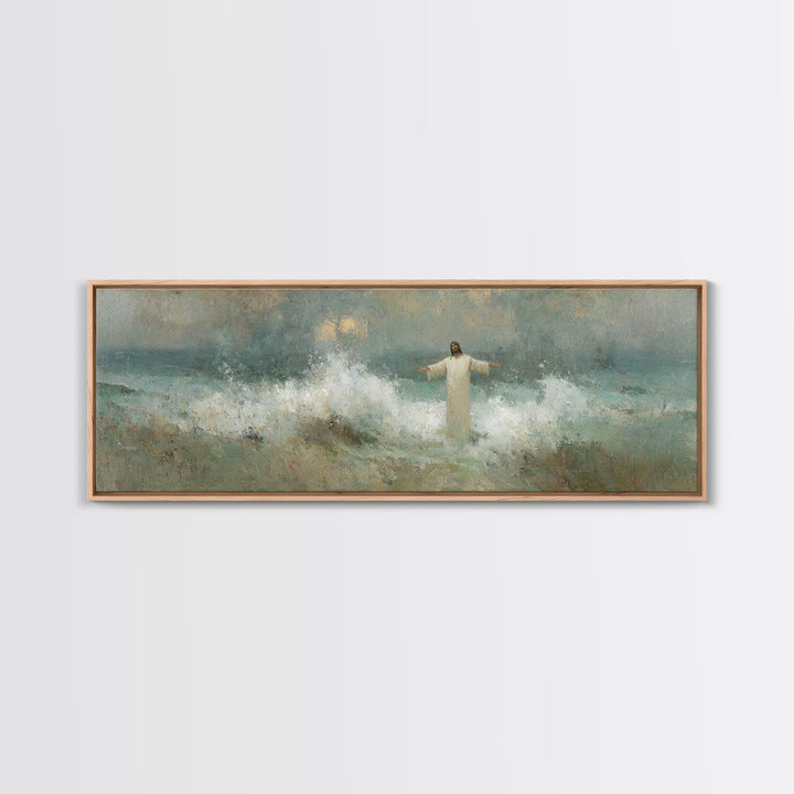 Heavenly Rising, Framed Canvas Print, Panoramic Painting, Christian Art Canvas, Jesus Painting, Christian Wall Art, Christmas Art Prints