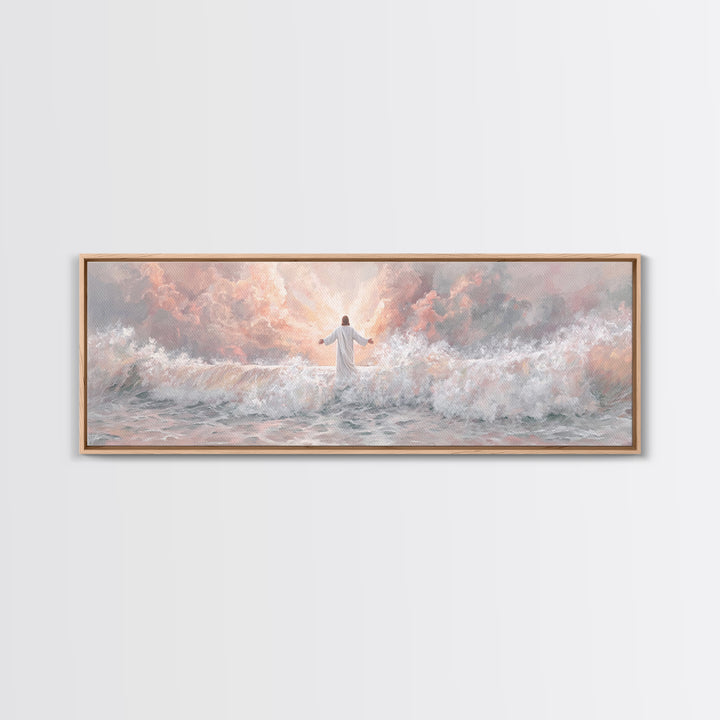 Ocean Of Light | Framed Canvas Print | Panoramic Art | Christian Art | Jesus Painting | Christian Art Canvas | Christian Christmas Decor