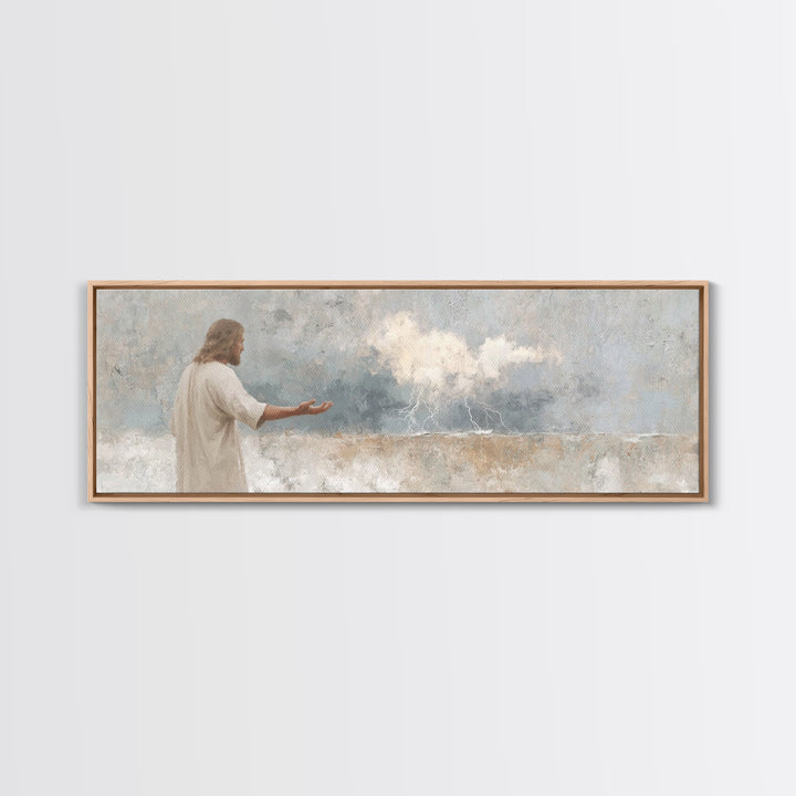 Heaven’s Thunder, Framed Canvas Print, Panoramic Print, Christian Art Canvas, Christian Wall Art, Jesus Painting, Modern Christian Art