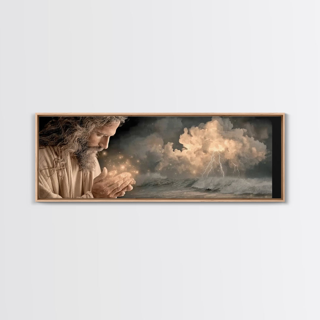 Sacred Dawn | Framed Canvas Print | Panoramic Wall Art | Christian Art | Jesus Painting | Christian Art Canvas | Christian Decor