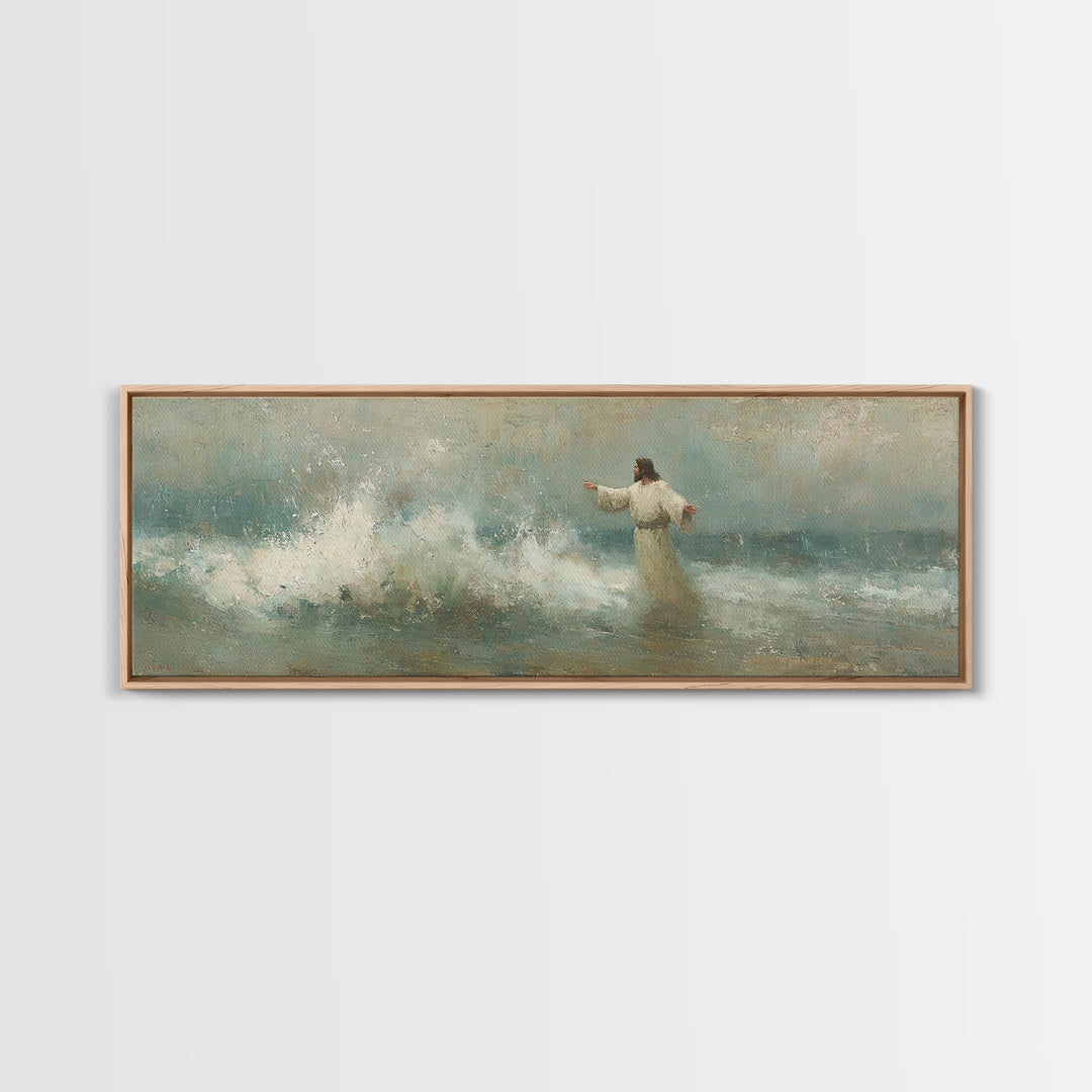 Holy Wonder, Framed Canvas Print, Panoramic Frame, Christian Wall Art, Jesus Painting, Christian Art Print, Christian Christmas Art