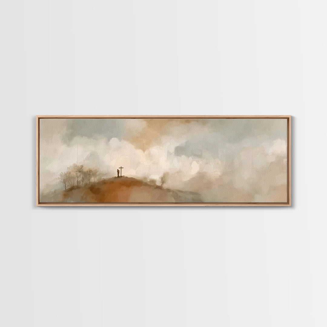 Cross Of Promise | Framed Canvas Print | Panoramic Art | Christian Art Canvas | Christian Wall Art | Jesus Painting | Christian Art