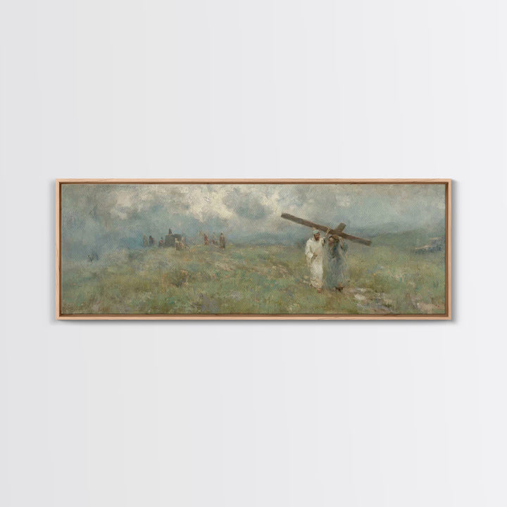 Hill Of Grace, Framed Canvas Print, Christian Art Canvas, Jesus Painting, Panoramic Wall Art, Christian Wall Art, Christian Gift Ideas