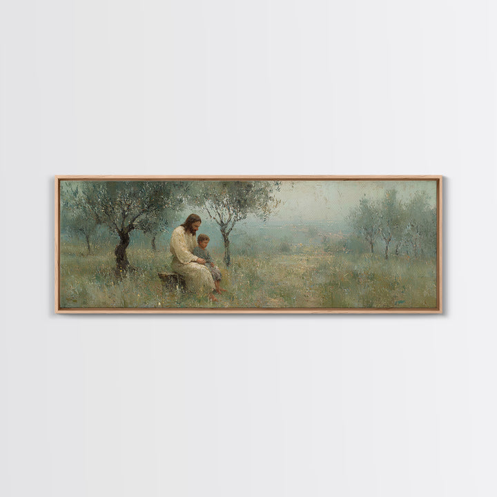 Quiet Steps Home – Framed Canvas Print – Christian Art Canvas – Jesus Painting – Panoramic Frame – Christian Wall Art – Christian Gift